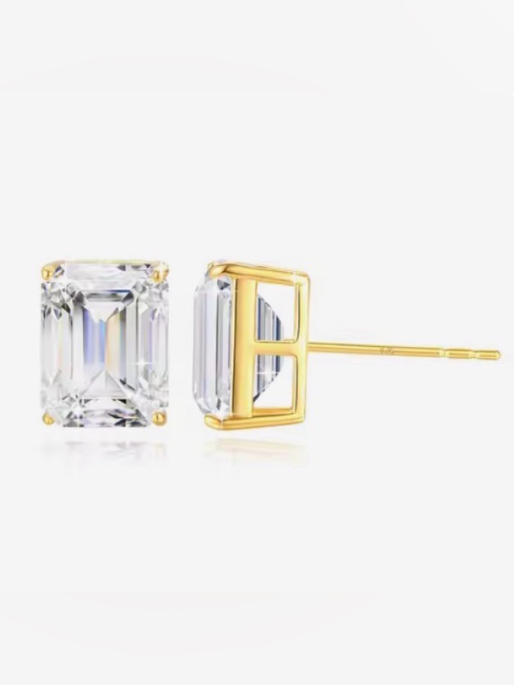 14k Gold Emerald Cut 2 Ct. Moissanite Earrings